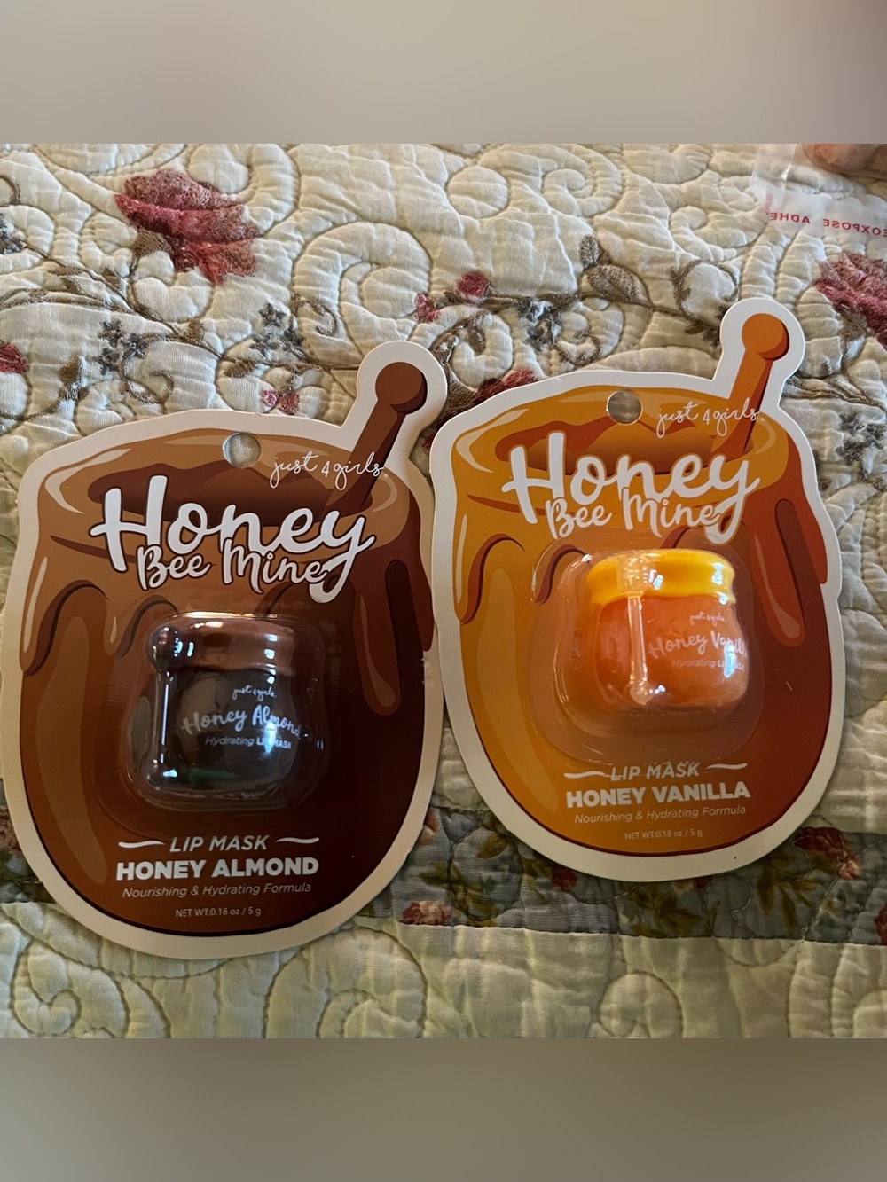 Just 4 Girls Honey Bee Mine Hydrating Lip Mask Set Honey Almond & Vanilla NEW